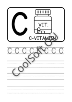 Eesti tähestiku tööleht tähe C õppimiseks koos pildi ja kirjutamisharjutustega