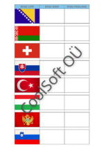 Euroopa riigid ja pealinnad tööleht – riigilipud, riigi nimi ja pealinn täitmiseks mõeldud tabelis