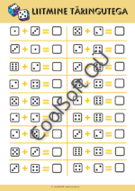 Liitmine täringutega – matemaatika tööleht lastele
