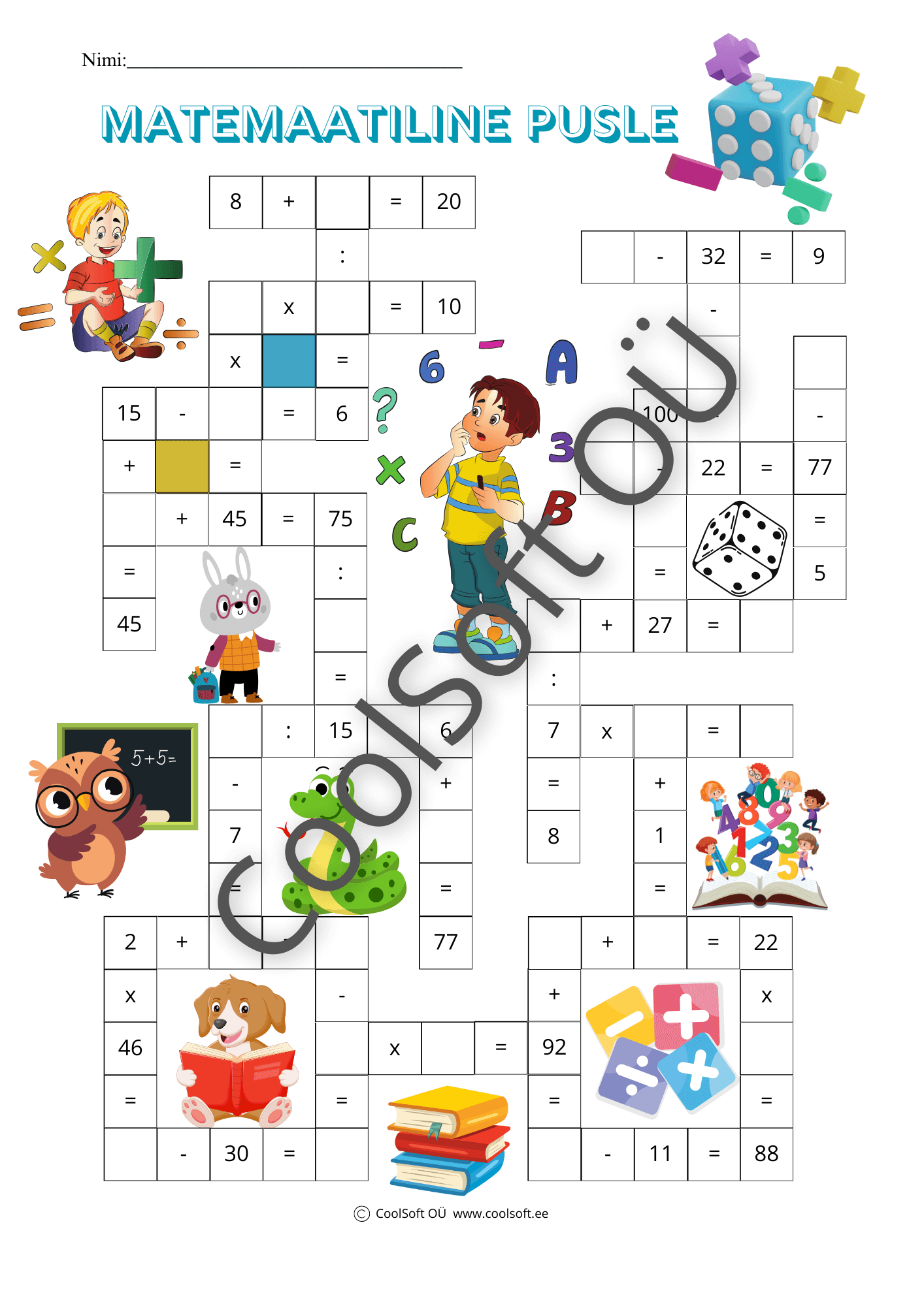 Matemaatiline-pusle-–-loogiline-arvutamisulesannete-tooleht Matemaatiline pusle tööleht loogiliste arvutusülesannetega lastele