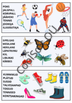 15-leheküljeline pildisõnastiku töölehtede komplekt lastele erinevate teemade ja illustratsioonidega