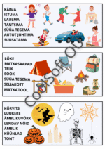 15-leheküljeline pildisõnastiku töölehtede komplekt lastele erinevate teemade ja illustratsioonidega