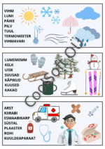 15-leheküljeline pildisõnastiku töölehtede komplekt lastele erinevate teemade ja illustratsioonidega
