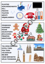 15-leheküljeline pildisõnastiku töölehtede komplekt lastele erinevate teemade ja illustratsioonidega