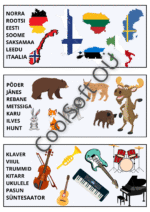 15-leheküljeline pildisõnastiku töölehtede komplekt lastele erinevate teemade ja illustratsioonidega