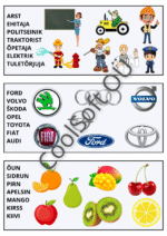 15-leheküljeline pildisõnastiku töölehtede komplekt lastele erinevate teemade ja illustratsioonidega