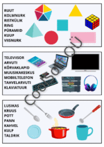 15-leheküljeline pildisõnastiku töölehtede komplekt lastele erinevate teemade ja illustratsioonidega