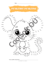 Punktist punktini tööleht, kus numbreid ühendades moodustub loomapilt.