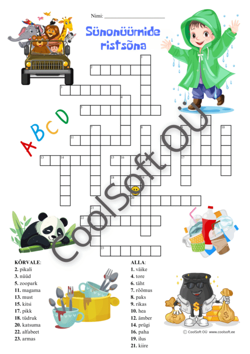 Sünonüümide ristsõna – mänguline keeleõpe