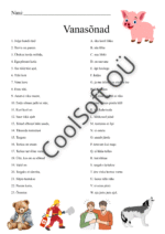 Vanasõnade tööleht, kus lapsed ühendavad vanasõnade algused ja lõpud õigeks tervikuks.