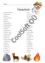 Vanasõnade tööleht, kus lapsed ühendavad vanasõnade algused ja lõpud õigeks tervikuks.