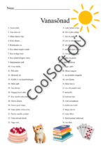 Vanasõnade tööleht, kus lapsed ühendavad vanasõnade algused ja lõpud õigeks tervikuks.