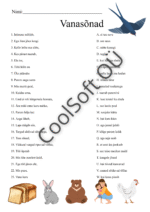 Vanasõnade tööleht, kus lapsed ühendavad vanasõnade algused ja lõpud õigeks tervikuks.