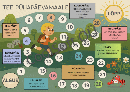 Lauamäng "Tee Pühapäevamaale".
